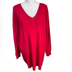 Anthropologie Bold Red V-Neck Mini Dress